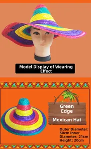 Sombrero mexicain coloré en paille pour décoration de fête