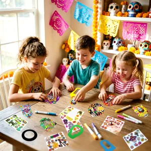 Day of the Dead Dia de los Muertos DIY craft stickers and party decorations for kids