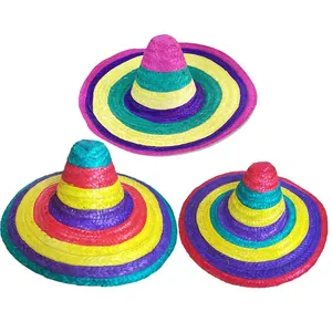 Lot de trois sombreros mexicains colorés pour fêtes d'Halloween et spectacles festifs