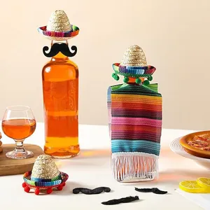 Set festivo messicano mini sombrero e serape per la decorazione di bottiglie di vino