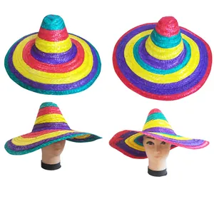 Authentischer bunter mexikanischer Strohhut Sombrero für Karnevalspartys und Halloween