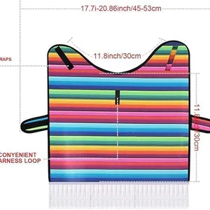 Poncho per animali in stile messicano a righe colorate con frange e passante imbracatura