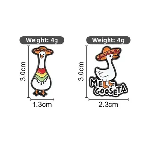 Precise dimensions and weight specs for funny Mexican sombrero white goose enamel pins