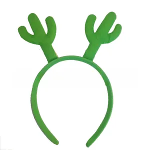 Detailed close-up view of a green cactus headband for Mexican themed carnival parties