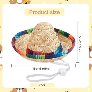 Guida alle taglie dettagliata per il mini cappello di paglia messicano per animali domestici