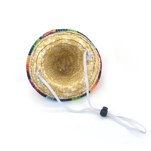 Mini pet straw hat Mexican sombrero with adjustable chin strap for cats and dogs
