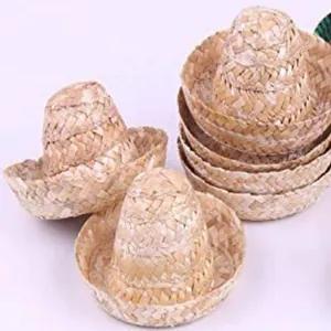 Miniature Mexican straw hats for pet dolls or wine bottle decoration