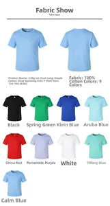 Detail view of 220g long-staple cotton kids t-shirts in multiple colors