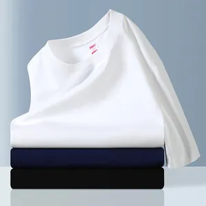 Premium combed cotton crew neck short sleeve T-shirt in white navy and black