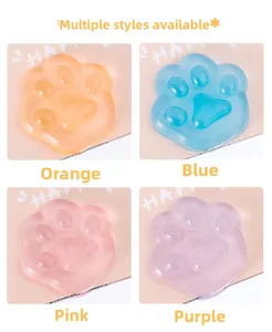 Collection of cat paw shaped jelly squishy stress relief toys in four pastel colors