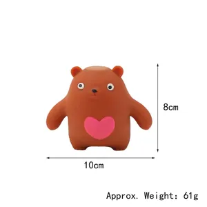 Vista dettagliata del giocattolo antistress orso con dimensioni 8x10cm e peso totale di 61g