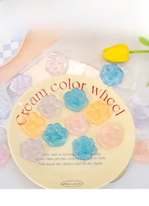 Detailed view of colorful translucent cat paw jelly squishy toys for stress relief