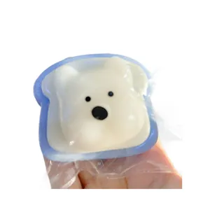 Blue West Highland dog toast squishy toy for stress relief and sensory play.