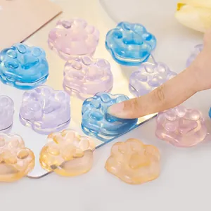 Soft translucent cat paw squishy fidget toys for kids' stress relief in multiple colors