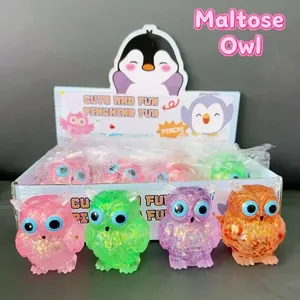 Jouets à presser hibou colorés avec remplissage de type maltose pour déstressage