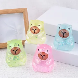 Jouets squishy capybara pailletés en quatre couleurs pastel pour le stress