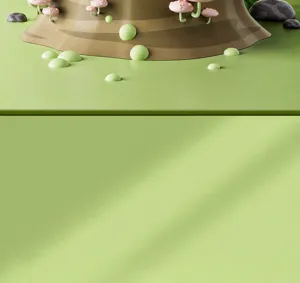 Detailed macro view of the mushroom base on a green stress relief squishy toy.
