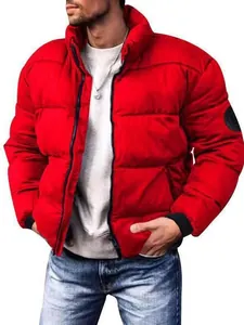 Men's Winter Thickened Padded Jacket Stand Collar Windproof Warm Quilted Outerwear Plus Size Casual Puffer Coat For Men