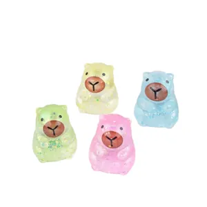 Set of four colorful glitter capybara maltose squeeze toys for stress relief