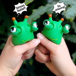 Funny eye-popping green slug squeeze toy for stress relief and kids sensory play fun