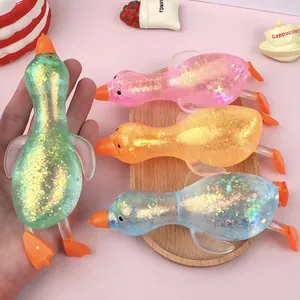 Colorful maltose duck squishy stress relief toys with sparkling glitter filling inside