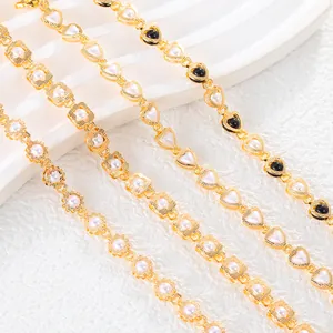 Light Luxury Copper Heart Bracelet For Women Gold Plated Artificial Pearl Beaded Heart Flower Star Design Elegant Hand Jewelry Gift
