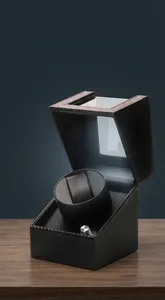 Premium automatic single watch winder featuring LED light and carbon fiber finish
