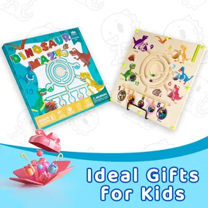 Educational wooden magnetic dinosaur maze toy in attractive gift packaging for kids