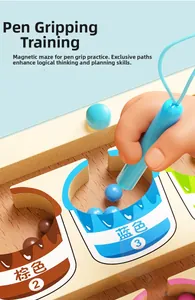 Detailed view of kids' magnetic bead maze toy for fine motor skill training