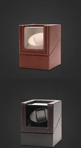 Automatic single watch winder variants in coffee litchi leather and black carbon fiber