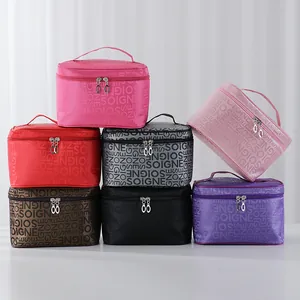 Women Large Capacity Portable Makeup Bag Travel Toiletry Storage Bag Waterproof Polyester Wash Bag With Handle Zipper