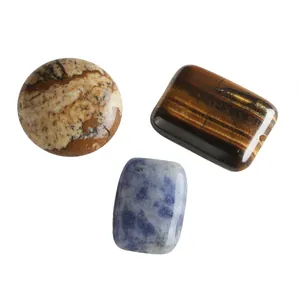 Perles assorties en œil de tigre et jaspe naturels pour création de bijoux DIY et colliers