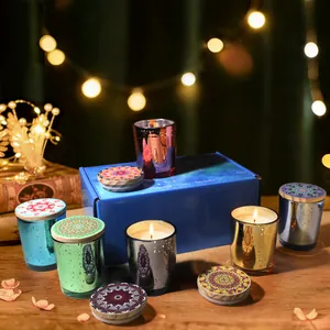 Aromatherapy scented candle gift set with starry sky glass jars and mandala lids