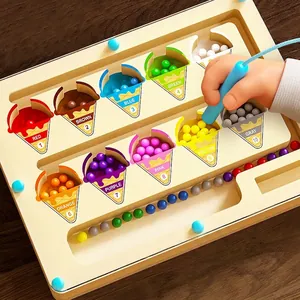 Magnetic Color And Number Maze Wooden Montessori Toy For Kids Early Learning Counting Sorting Dinosaur Puzzle Educational Board Game Gift
