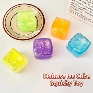 Colorful glitter maltose cube squishy toys for stress relief and sensory play