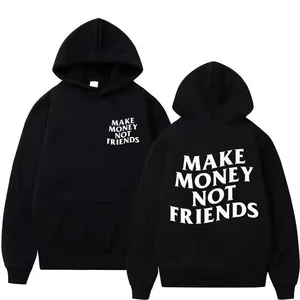 Herren Streetwear Buchstaben Druck Hoodie Make Money Not Friends Lockere Passform Polyester Kapuzenpullover Bedrucktes Sweatshirt Top Für Jugendliche