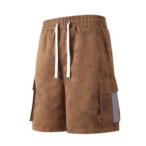 Herren Schnelltrocknende Cargo-Shorts Sommer Locker Fünf-Punkte Hose Mit Reflektierenden Streifen Marmor Muster Batik Lässig Bottoms Für Herren
