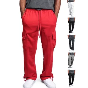 Pantaloni Cargo High Street da Uomo Retro Casual Multitasche Coulisse Pantaloni Sportivi Joggers Larghi Tinta Unita Hip Hop Streetwear