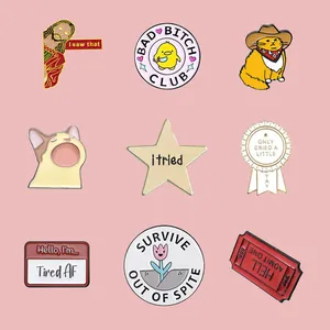 Creative Funny Meme Enamel Brooches Alloy Letter Star Cat Jesus Cartoon Badge Pins For Backpack Clothing Fashion Jewelry Gift
