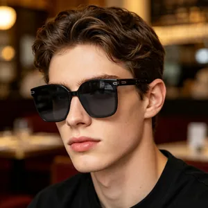Polarized Sunglasses For Men Oversized Square PC Frame TAC Lens UV400 Protection Retro Fashion Driving Outdoor