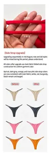 Detail comparison showing upgraded fabric side straps on seamless cotton thongs for women