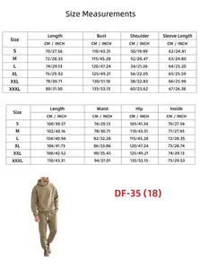 Comprehensive size guide for men's jacquard hoodie and joggers sports tracksuit set.