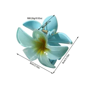 Blauer Farbverlauf Plumeria Haarklammer mit Maßen 8cm Durchmesser und 26g Gewicht