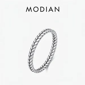 Vintage 925 Sterling Silver Wheat Ear Ring For Women Retro Oxidized Band Ring Literary Stackable Finger Jewelry Minimalist Gift