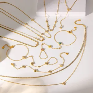 Elegant 18k gold plated clover jewelry set including necklaces and bracelets with crystals