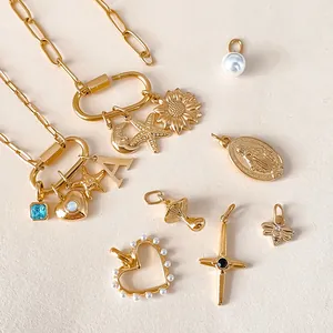 Kit bijoux DIY en acier inoxydable avec breloques dorées et fermoirs