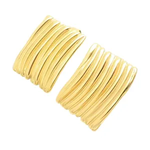 Boucles d'oreilles rectangulaires en acier inoxydable plaqué or à texture nervurée