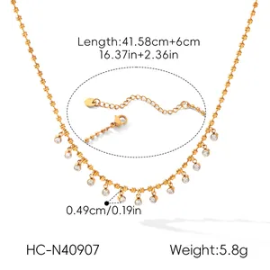 Detailed size and weight specs for gold plated stainless steel zircon clavicle necklace