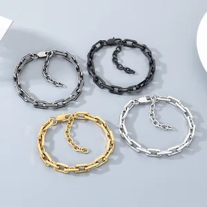 Bracelets réglables en acier inoxydable à maillons rectangulaires en quatre couleurs