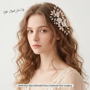 Flower Hair Clip Handmade Alloy Imitation Artificial Pearl Rhinestone Floral Wedding Bridal Headpiece Party Accessory Women